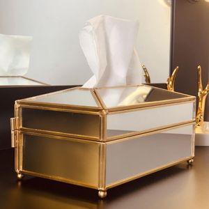 AUGKUN European Creative Glass Tissue Box Simple Living Room Household Tissue Box Nordic Light Napkin Tray Decor227e