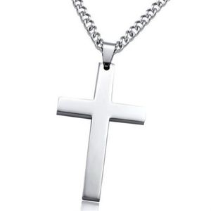 Stainless Steel Silver Gold Black Cross Chain Pendant Necklaces For Men Women Religion Charm Fashion Jewelry