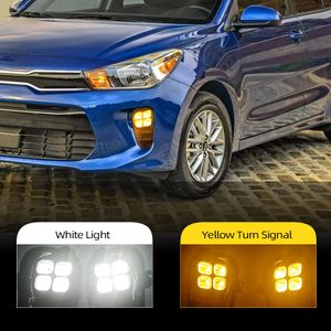 2pcs para kia rio 2017 2018 2019 2020 carro carro executando luz de pára-choques de pára-choques lâmpada de neblina lâmpada de luz drl com amarelo