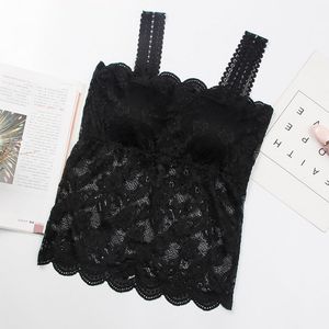 Sostenes De Cordones al por mayor-Moda Crochet Floral Cami Tank Padded Top Top Top Top Mujer Sujetador Sexy Lace Cami Bralette