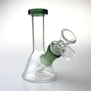 Novos bongos de água de vidro de 5 polegadas com haste inferior de vidro inebriante de 14 mm, copo grosso para reciclagem, mini bongos para fumar cachimbos de água