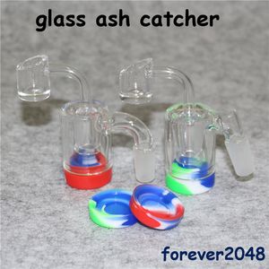 2 -calowe szklane łapacz popiołów silikonowy odzysk pojemnika z grubością 14 mm Pyrex Ashcatcher Bong Rury wodne kwarcowe bangers