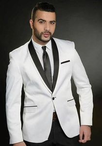 New Classic Design White Groom Tuxedos Groomsmen Best Man Suit Mens Wedding Suits Bridegroom Business Suits (Jacket+Pants+Tie) 1025