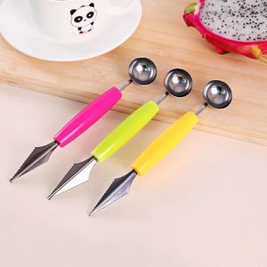 500pcs Multi Function Stainless Steel Fruit Carving Knife Ice Cream Baller Scoop Watermelon Spoon Double-End Kitchen Tool Tools