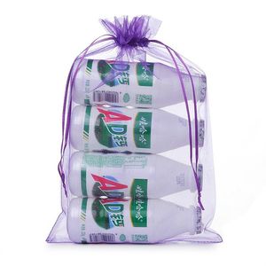 25 * 35 cm Zwykły Organza Torby Prezentowe 100 sztuk / partia Ślub Cukierki Torba Decor Clear Drawstring Torba Próbki Próbki Próbki Pakiet Beżowy Biały Szary