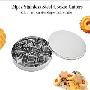 Biscuit Mold Star Stainless Steel Cookie Pastry Mould Geometric Heart Cutter Baking Moulds Mini Cake Baking Molds Tools 24pcs ZYQ507
