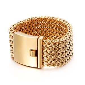 30MM Heavy Punk Uomo Donna Moda Bike Catena Bracciale Gioielli Hiphop Oro Argento Nero ragazzi 316L Titanio Acciaio inossidabile Biker Mesh Bracciali Bracciale da uomo