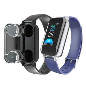T89 Smart Bracelet TWS Bluetooth Headphone Fitness tracker Heart Rate Monitor Smart Wristband Sport Watch for Android and iOS with package