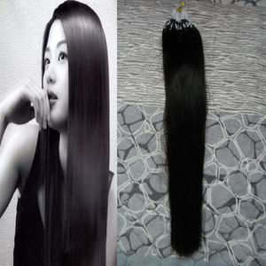 Human Hair Fusion Remy Natural Hair Black Brown Blonde 100G Remy Brazilian Straight Loop Micro Ring Human Hair Extensions