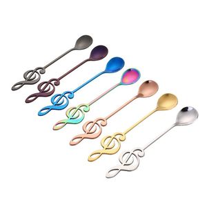 7 Colors Note Design Stainless Steel Teaspoon Music Theme Metal Coffee Tea Stirring Spoon Dessert Ice Cream Spoons Gift Flatware