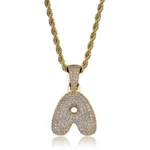 Hip Hop Jewellery Diamond Necklace Iced Out Chains Micro Cubic Zirconia Copper Necklace Set With Diamonds 18k Gold Plating Letter Necklace