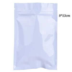 Vit Mylar Zipper Tätningsförpackningspåsar Matkvalitet Aluminiumfolie Zip Lock Pack Pouches Craft Provpaketpåse 100st 9 * 13cm (3.54 * 5.11inch)