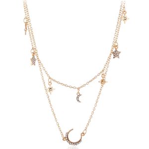 Großhandel und amerikanische Halskette Persönlichkeit Mode Mix Stern und Mond Halskette Damenmode Halsband Halskette