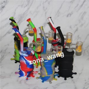 Colored Silicone Smoking short Oil Burner small Pipes Hand Pipe glass ash catcher for bong
