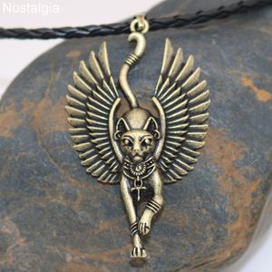 قطة مصر مع أجنحة الملاك باستيت العرقية قلادة المجوهرات الويكا الوثنية التالفة المصرية sphinx jwelry للنساء الرجال 2019249x
