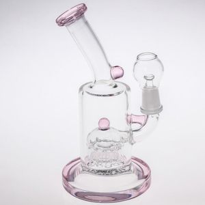 18cm Glass Bong Hookahs Green Blue Black Oil Rigs Glass Bongs With Perc perclator Dome Nail Joint Size 14.4mm Thick Base Smoking Pipes