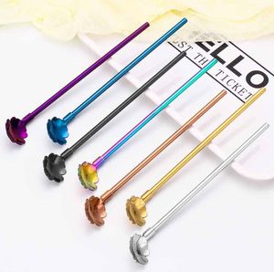 The latest 265MM size stainless steel metal flower-shaped straw spoon, beverage stirring, many color options, support custom logo