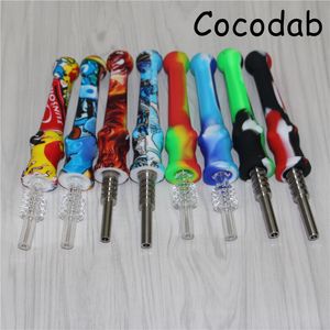 Mini Hookahs Silicone Rigs Silicone Nectar with Titanium Tips Quartz Nail Joints Oil Rig Concentrate Dab Straw