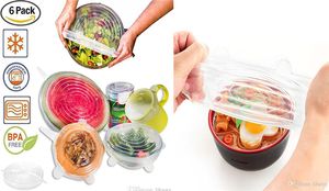 Silicone Lids 6PCS Reusable Cling Film Stretch Fresh Bag Food Saver Wrap Bowl Fruit de silicona para alimentos reutilizable DA189
