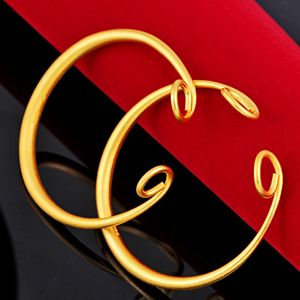 2 Pieces Smooth Simple Style Womens Mens Cuff Bangle Couple Jewelry 18K Yellow Gold Filled Love Symbol Solid Bracelet Set