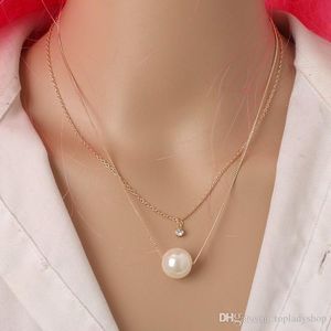 Europe and the United States necklace handmade jewelry diamond fashion retro double pearl diamond wholesale