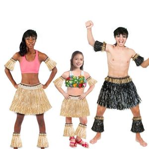 Hawaiian Grass Skirt Suit Five-Piece Elastic Arm Sleeve Feet Cover Grass Skirts Hula Dance Costume Beach Festival Party Decor