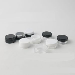 1 ml 1 g 1 grammo campione cosmetico barattolo vuoto in plastica vaso rotondo tappo a vite nero coperchio piccolo flacone da 1 g per trucco ombretto unghie vernice in polvere