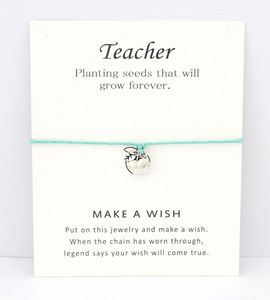 Wholesale apple teacher resale online - Teacher Teach Apple Graduation Turtles Tortoise Animal Antique Silver Charm Card Bracelets Card Women Men Jewelry Custom Colors