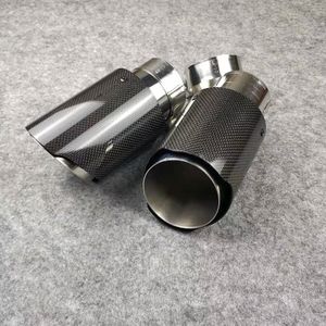 1 Piece Glossy Black Rear Diffuser Exhausts Pipe Car Universal Carbon fiber+Stainless Steel Muffler Tip tailpipe