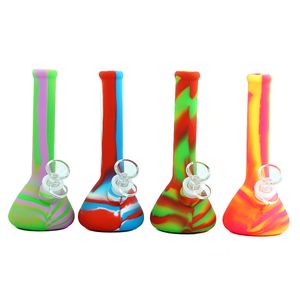 Pipa ad acqua per bong in silicone pipa per narghilè bicchiere da 7,5 pollici Bong dab rig Ciotola in vetro Bicchieri per narghilè tabacco multi colore