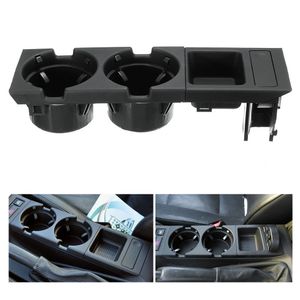 Freeshipping Car Front Center Console Drink Cup Holder + Mynthållare Tray för BMW 3Series E46 1998-2004 Svart