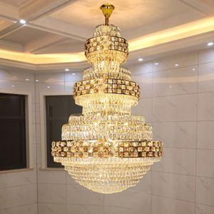 Ny LED Crystal Chandelier Lights Fixture American Modern Chandeliers European Big Long Droplight Home Hotel inomhusbelysning Dia120cm150cm