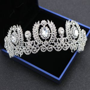 Luxury Baroque Queen Crystals Wedding Crowns Bridal Tiaras Diamond Jewelry Rhinestone Headpieces Cheap Hair Accessories Pageant Tiara