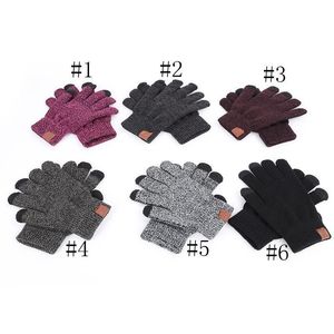 Handschuhe mit Buchstabendruck, 6 Farben, Touchscreen-Handschuhe, einfarbig, Winter, gestrickt, warme Handschuhe, Stretch-Fäustlinge