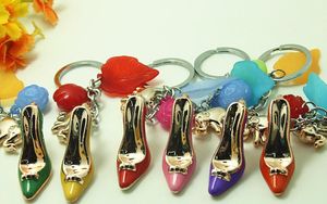 500pcs High heels key chain shoe handbags accessories Multicolor shoes keyring Holiday gift keychain