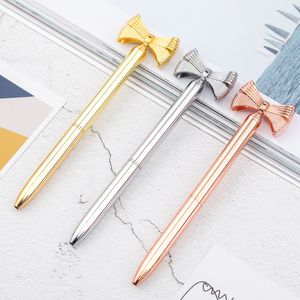Metall-Geschenkstift, luxuriöser Bogenknoten-Kugelschreiber, Kugelschreiber, Business-Büro-Briefpapier, roségolden, WJ055