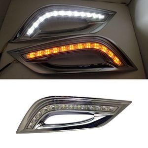 1 Pair Day Lights for Hyundai Sonata 8 (8th Sonata) 2010 2011 2012 2013 Car LED DRL 12V Daytime Running Lights with Fog Lamp Hole