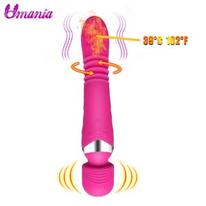 Isıtma G-spot Su Geçirmez Yapay Penis Vibratör Kadınlar Için Çift Titreşim Silikon Sihirli Değnek Masaj Yetişkin Ürünleri Erotik Seks Oyuncak J190518