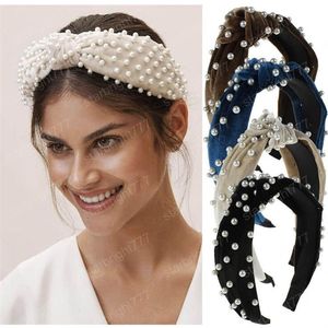 Nya Cross Pearls Headband Candy Färg för Kvinnor Flickor Headwear Hårband Hårtillbehör Hårhopp Koreansk stil Huvudomkopplare