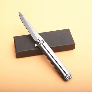 Flipper Folding Knife D2 Stone Wash Blade Stainless Steel Handle Ball Bearing Fast Opening Knives EDC Gear