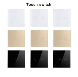 EU/UK Standard Wall Switch, Light Touch Switch 2 Gang 1 Way AC110V-240V Wall Touch Switch