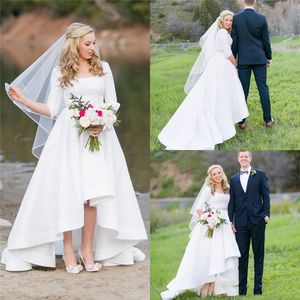 Abiti da sposa vintage alti e bassi Mezza manica Giardino stile bohémien Western A Line Abiti da sposa taglie forti Vestios