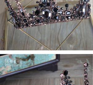 Wholesale queen birthday crown for sale - Group buy Bridal Crown Headdress New Baroque Retro Black Round Crown Adult Birthday Queen Wedding Hair Accessories