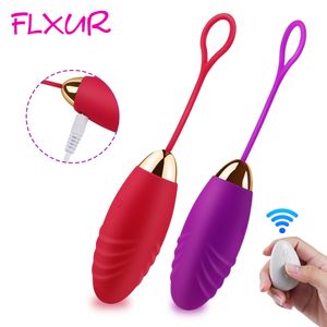 FLXUR Powerful Vibrating Egg Dildo Vibrator Wireless Remote G Spot Clitoris Stimulator Silicone Sex Toys for Women Sex Products Y191216