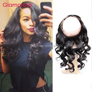 Glamorous 360 koronki Frontal Full Lace Zamknięcie Brazylijski Luźna Fala Dziewiczy Human Włosy Natural Hairline Peruvian Indian Malaysian Frontal