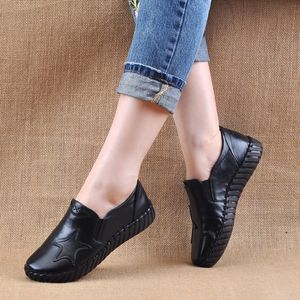 Hot Sale- Women's Flats Handmade Shoes 2019 Spring Autumn Genuine Leather Ladies Shoe Flat Shoes Women Leather Retro Shoe