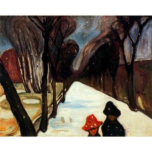 Handgemalte Edvard Munch Ölgemälde zum Verkauf Schnee der in die moderne Kunst der Wand für Wanddekor fällt