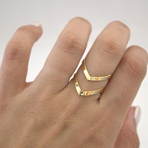 Nieuwe mode boho dubbele band lijnen v chevron ringen voor dames geschenk eenvoudig geometrische bague sierlijke ringen femme sieraden R248