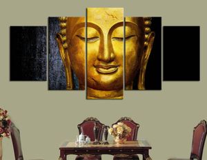 Wandkunst Leinwand Bilder Modulare 5 Stücke Gold Buddha Gemälde Küche Restaurant Decor Wohnzimmer HD Gedruckt Poster Kein Rahmen