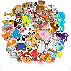 50pcs / set cartoon sticker djur korsning graffiti bläckfisk pingvin vattentät PVC bärbar dator gitarr skateboard bagage söta klistermärken barn leksak